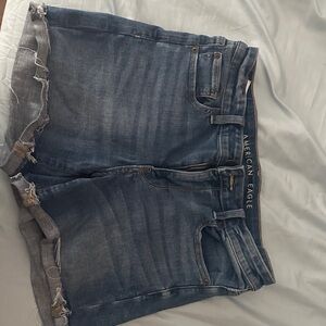 American Eagle Blue Denim Cutoff Shorts with Frayed Hem